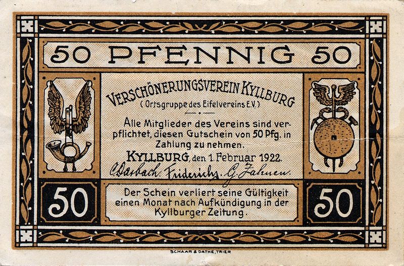 Datei:Notgeld Kyllburg 50 Pfennig vorne.jpg