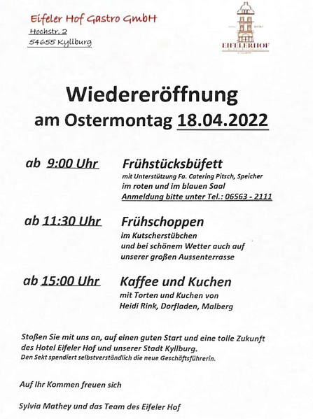 Datei:2022 Plakat Wiedereröffnung Eifeler Hof.png